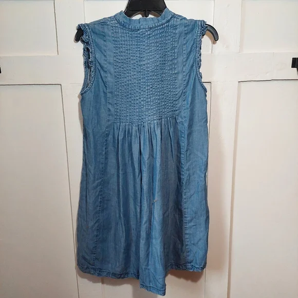 Current Air LA Chambray Denim Dress Small Boho Ruffle Tie Front Lightweight - Picture 6 of 6